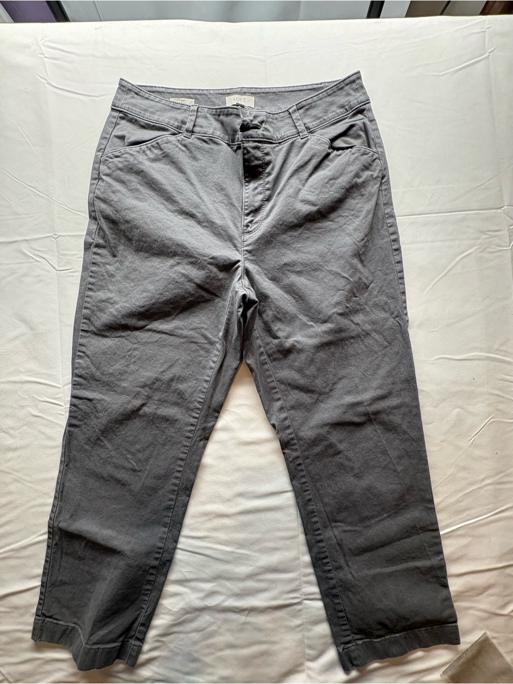 LOFT Straight-Leg Pants in Charcoal Gray